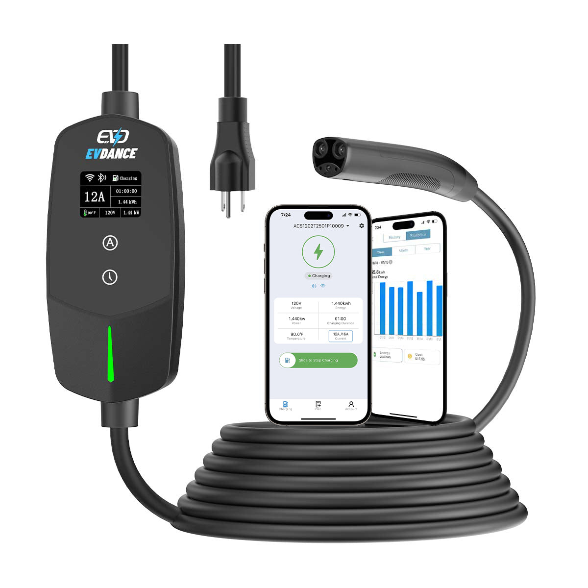 EVSloth Flux Level 1 NEMA 5-15 Plug 12A NACS/Tesla Portable EV Charger - Image 4