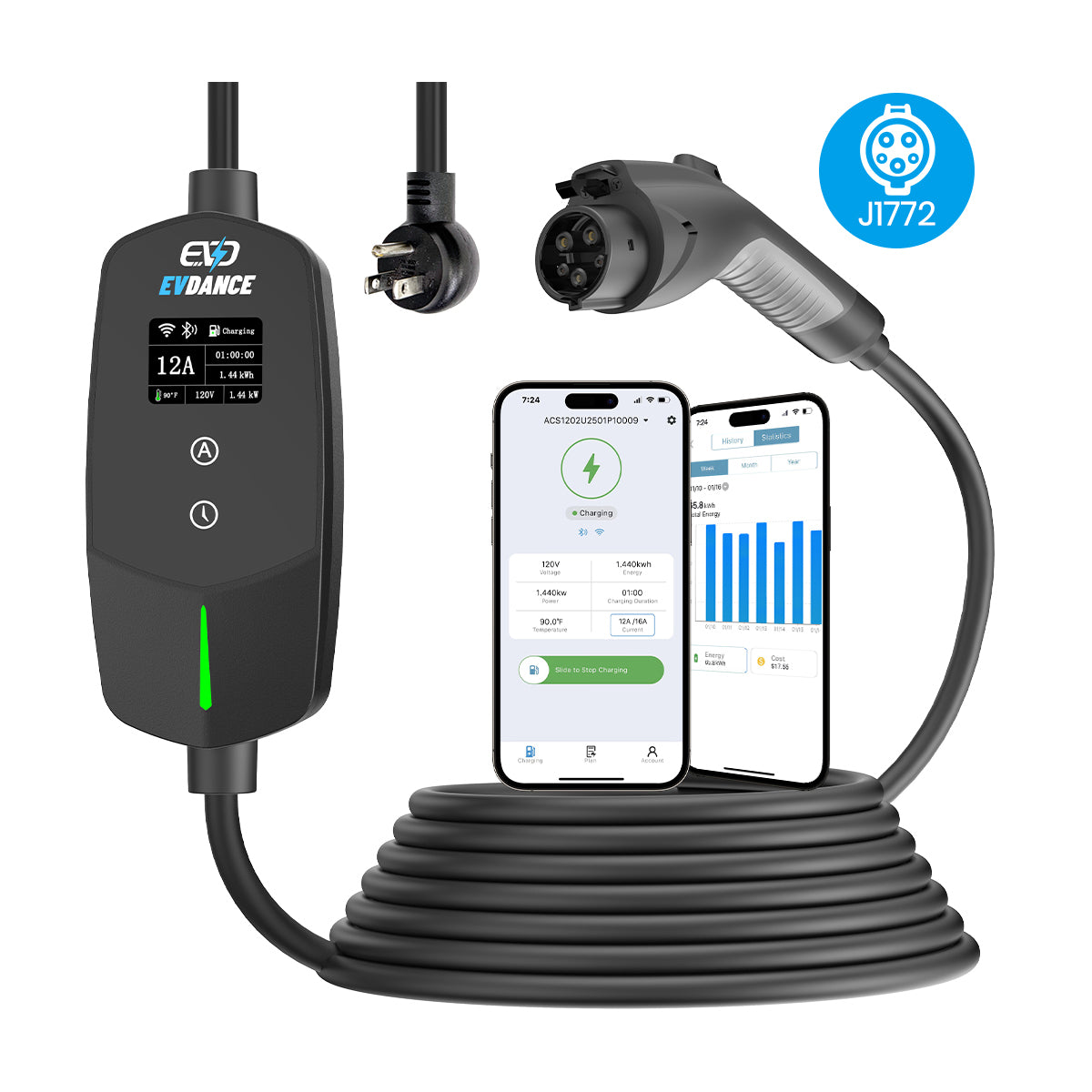 EVSloth Flux Level 1 & 2 NEMA 5-15 Plug 12A J1772 Portable EV Charger - Image 16