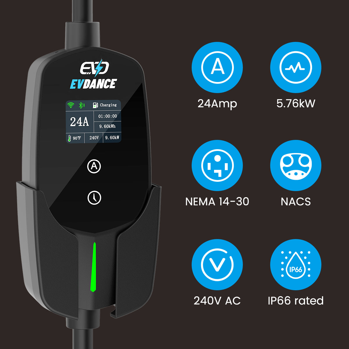EVSloth Level 2 NEMA 14-30 24A NACS Portable EV Charger - Image 13