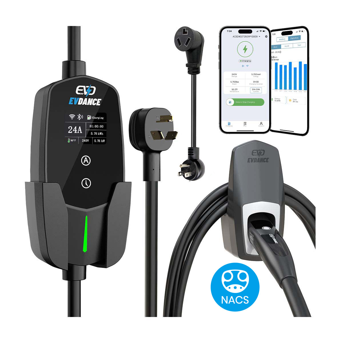 EVSloth Level 2 NEMA 10-30 24A NACS Portable EV Charger - Image 13