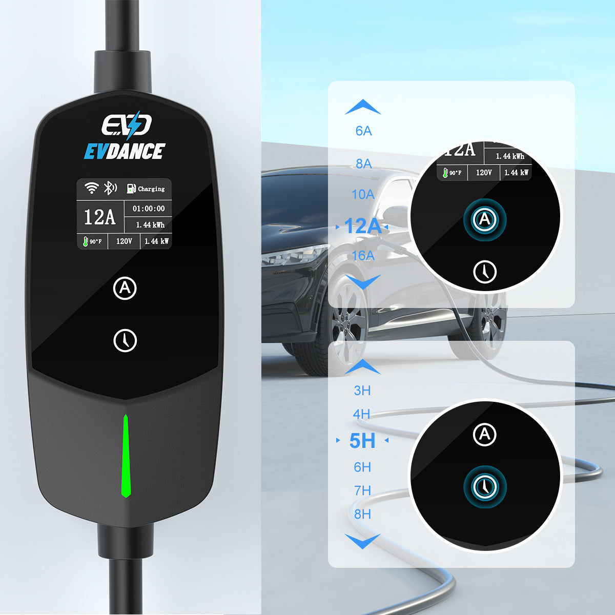 EVSloth Flux Level 1 & 2 NEMA 5-15 Plug 12A J1772 Portable EV Charger - Image 9