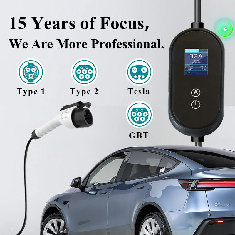 22KW Adjustable Portable EV Charger J1772 NEMA 14-50 220-380V Level 2 for US Canada