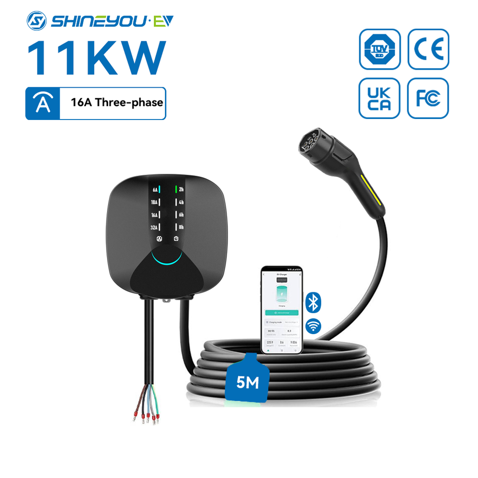 Lectron 16A 11KW Type 2 EV Portable Charger ETL Certified 5M Cable J1772 Charging Station
