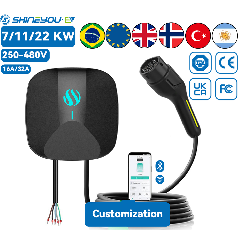 7kW 11kW 22kW Type 2 Wallbox IP67 Customizable EVSE