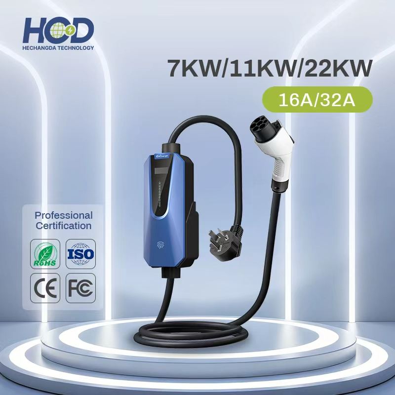 HCD Type 2 Portable EV Charger 7-22kW 32A WiFi APP Smart AC Home Travel Charging Station