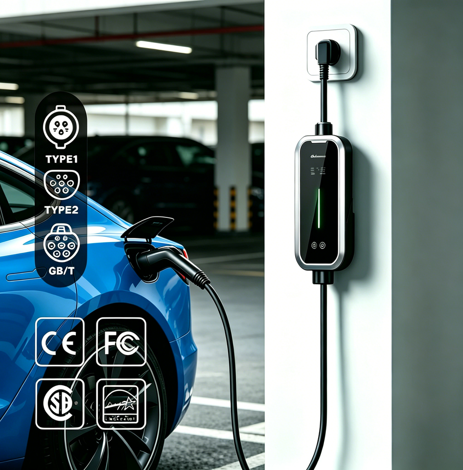 Putainen 7.4kW 32A Type 2 Portable EV Charger Dual Voltage Home Travel Charging Cable