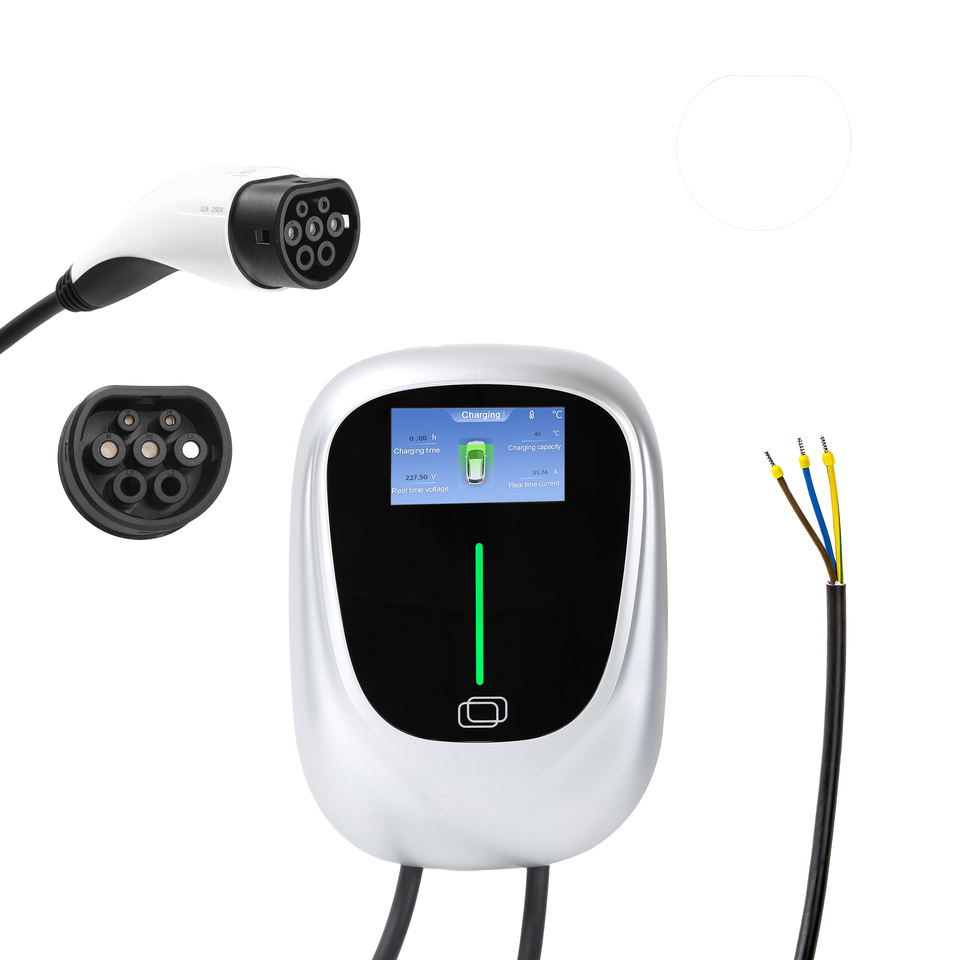 OCPP Smart EV Charger Wallbox with Cable Management Electric Gun Holder Wall-Mounted Station
