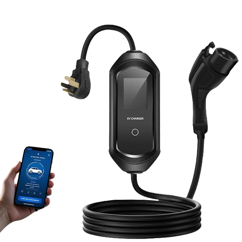 Portable Level 2 EV Charger 32A J1772 NEMA 14-50 Fast Charging Station Outdoor