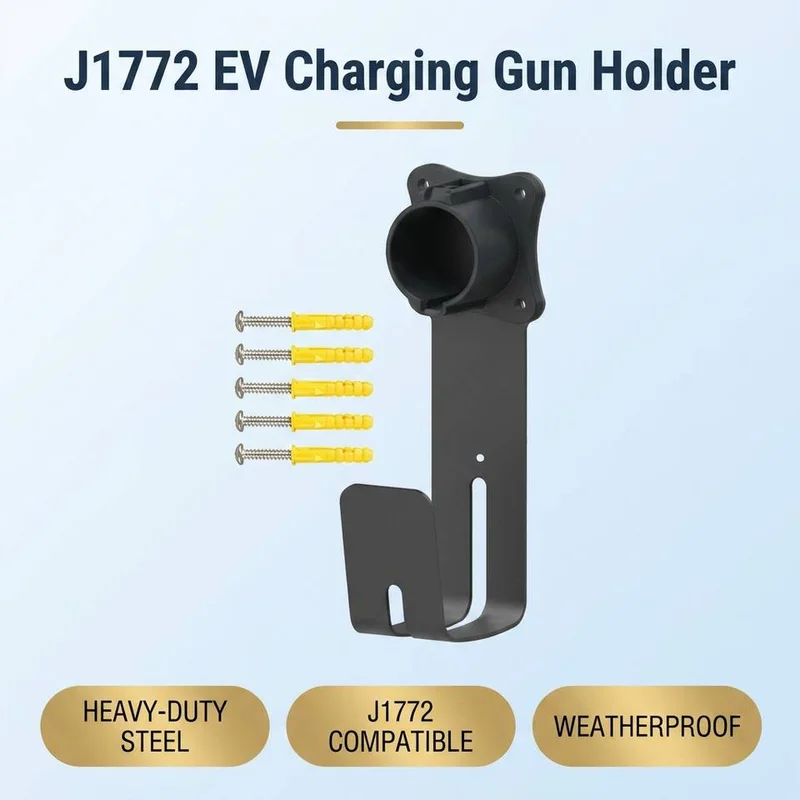 J1772 EV Charger Wall Mount Cable Holder Aluminum Alloy Charging Gun Dock Storage Bracket