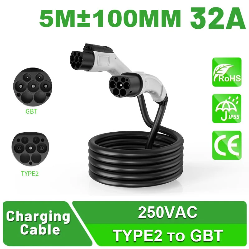 OLINK 22kW Type 2 to GBT EV Charging Adapter Cable 32A 3-Phase EU to China EV Connector
